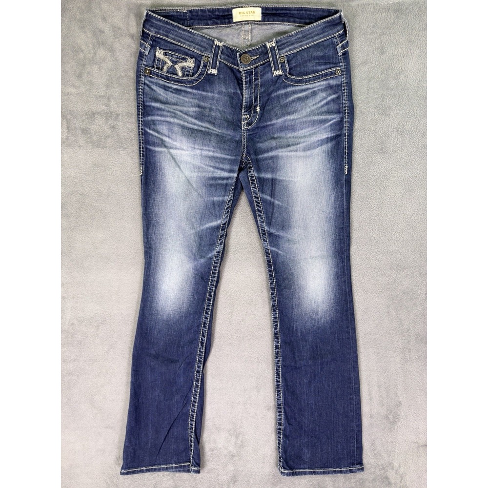 Big Star Jeans Womens 29R Blue Medium Wash Maddie Low Rise Bootcut Embroidered